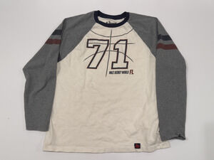 Disney World 71 Raglan Long Sleeve Shirt Men’s XL Gray Cream Baseball Cotton